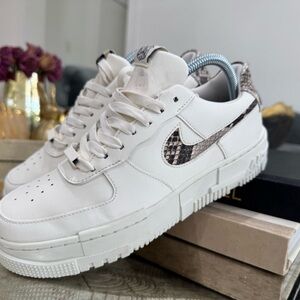 White Sneakers with Snakeskin Accents